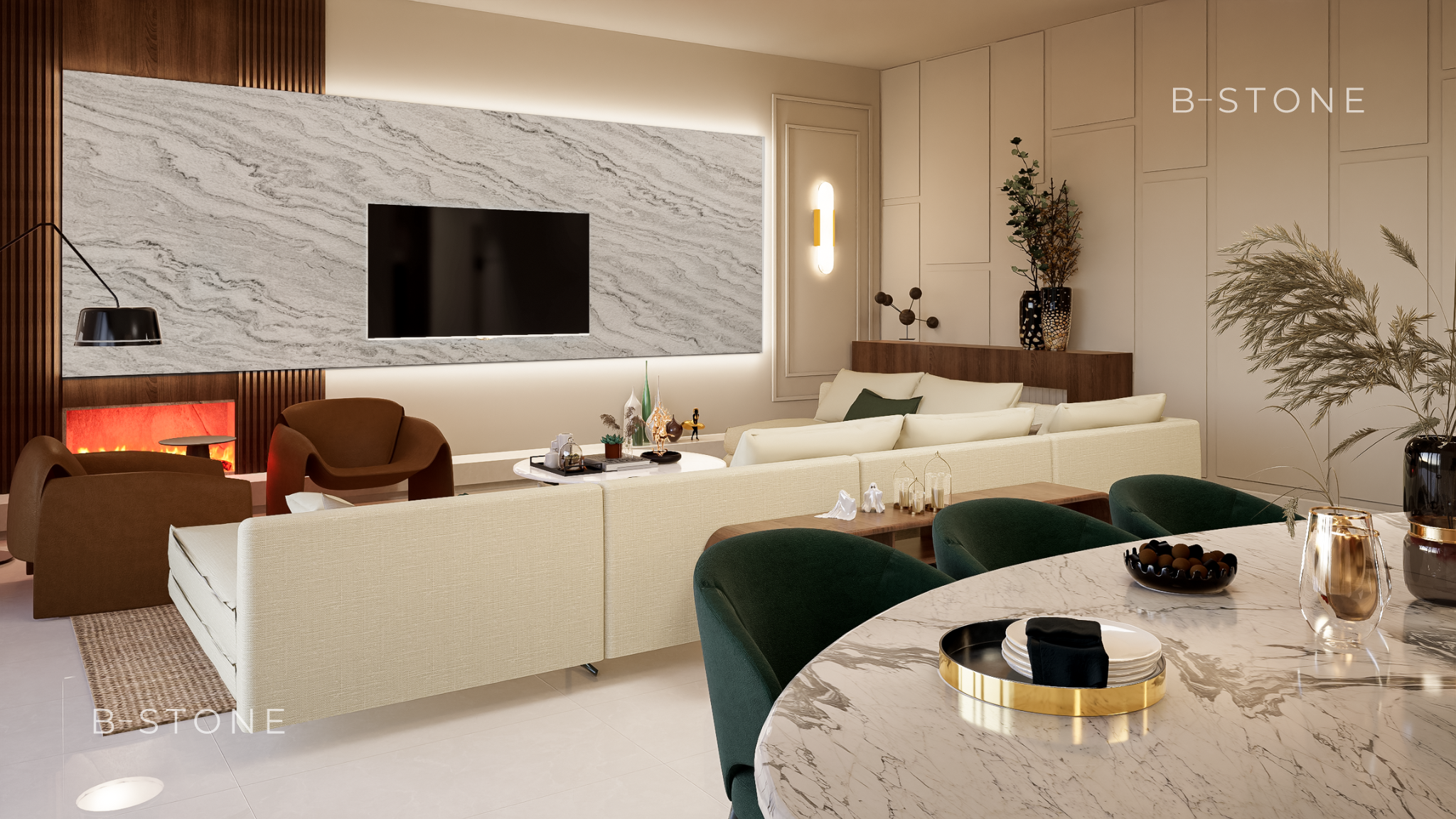 Feuille de Marbre Brut 100% Naturelle B-Stone Milan 2400x1200mm - 2,88m2 - 3