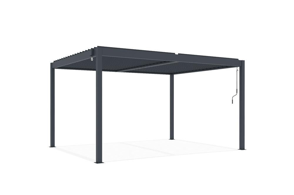 Pergola bioclimatica autoportante in alluminio grigio PIANA 4x3m - 3