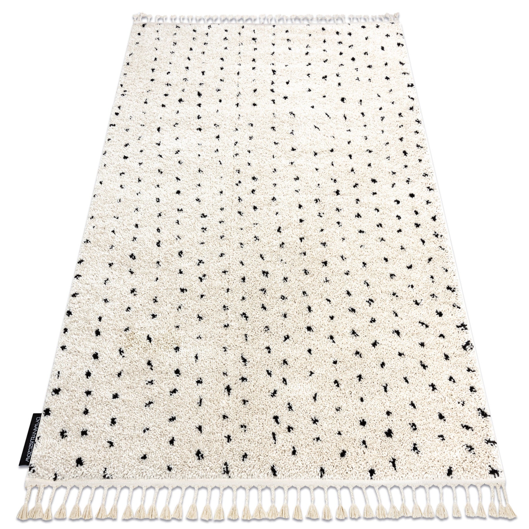 Alfombra berber syla b752 puntos crema franjas bereber marroquí shaggy 120x170 cm