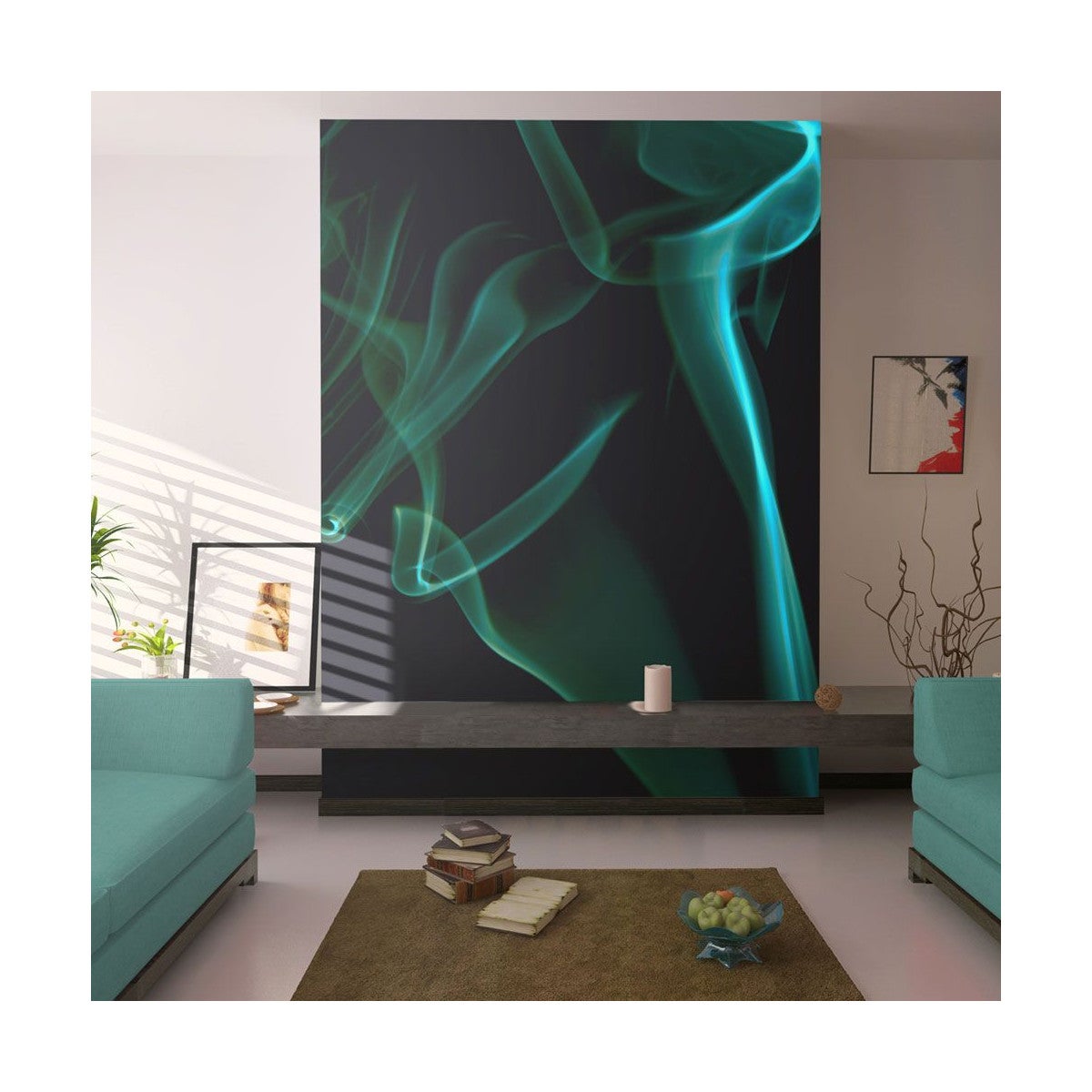 Papier Peint "Vagues de Fumée Bleue" 193 x 250 cm | Leroy Merlin