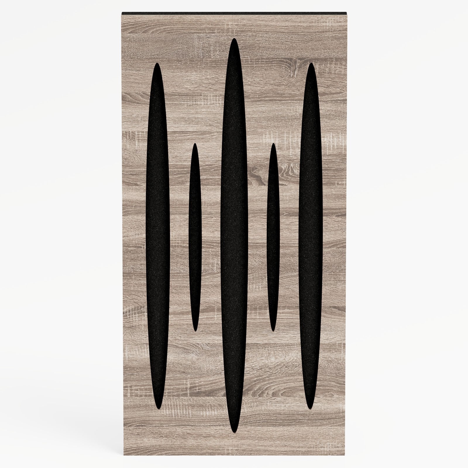 Lot de 4 Panneaux acoustiques étroits insonorisants PULSAR 50x25x3 cm -0,5 m² surf.totale -MDF perforé laminé et mousse acoustique -Sonoma - 2