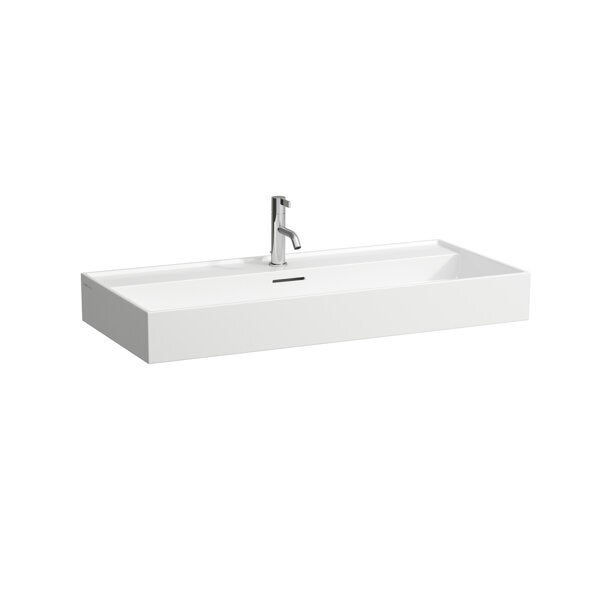 Lavabo Céramique Suspendu HOROW – Forme Semi-circulaire – Blanc – Avec Trop-plein – Neuf