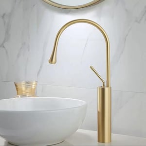 Robinet Mitigeur Monocommande Haut Or en Pour Lavabo Salle de Bain