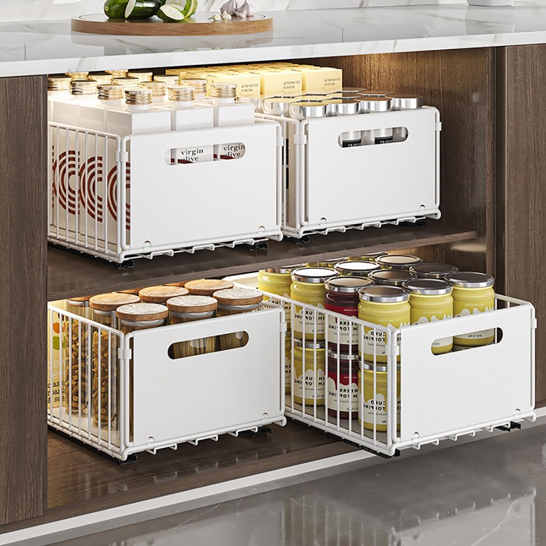 Organiseurs de Tiroirs de Cuisine Tiroir Coulissant Placard de Cuisine Organiseurs Tiroirs (Blanc, 1pièce 38Dx25Wx10H CM) - 7