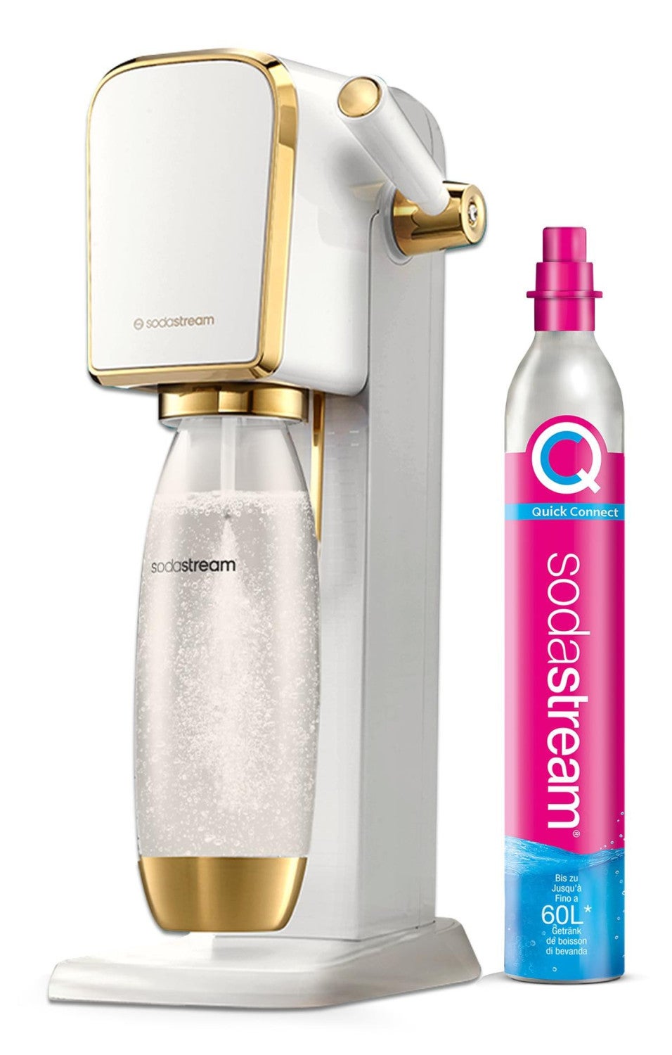 Maszyna do napojów Sodastream ART biała z systemem Quick Connect i butelką wielokrotnego użytku 1L