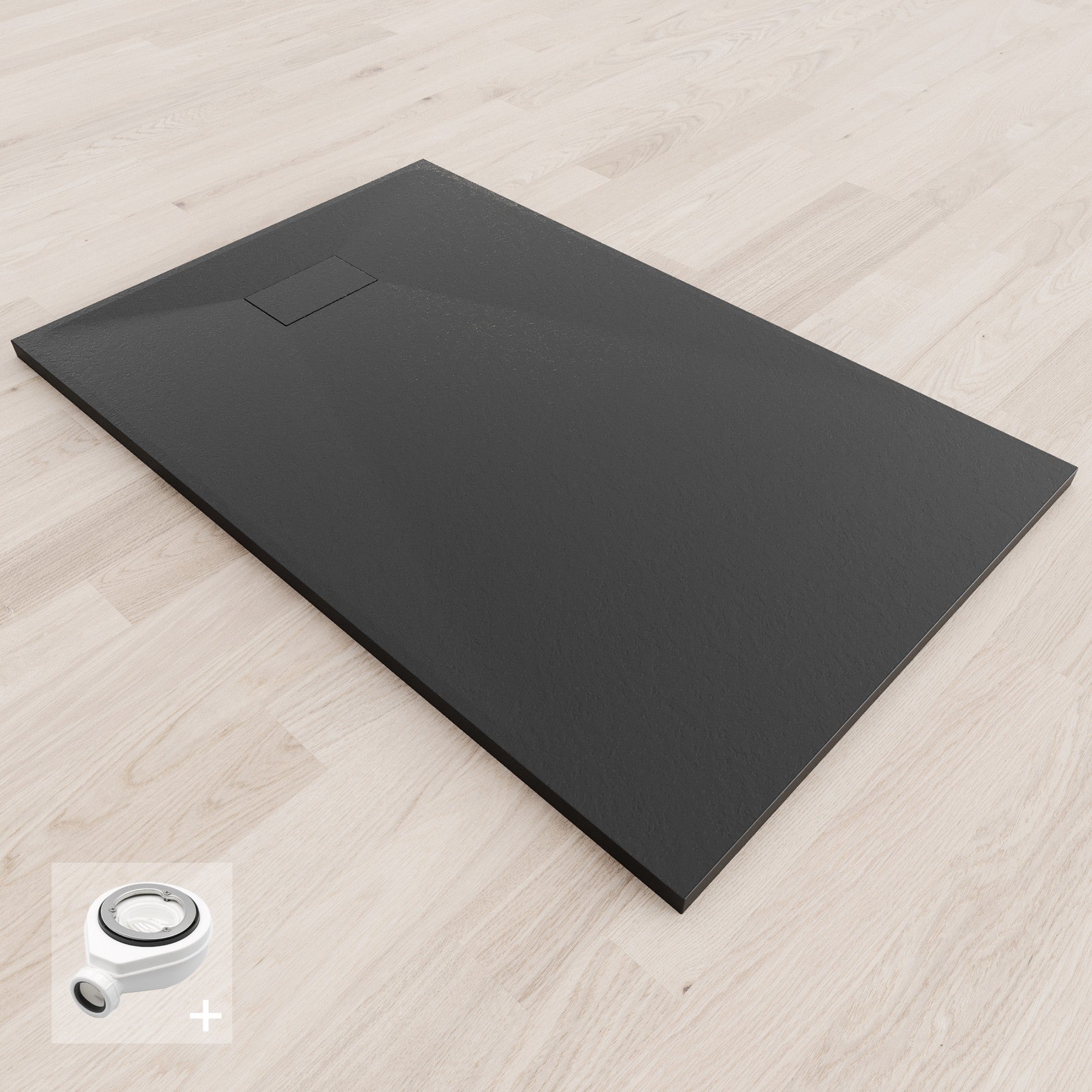 Receveur de douche 80x120x4cm rectangle acrylique avec bordures anthracite effet pierre mod. Flower | Leroy Merlin