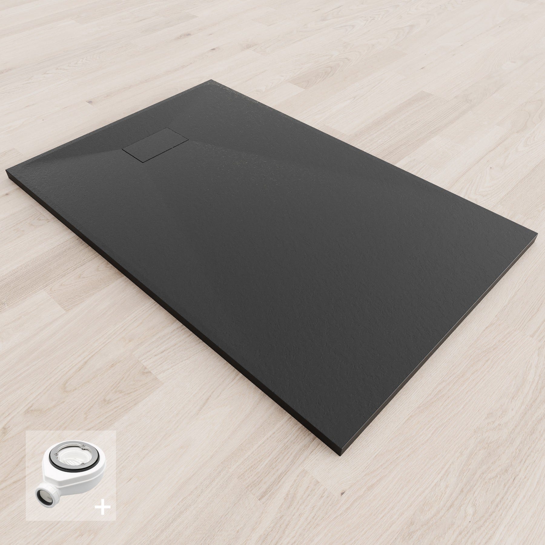Receveur de douche 80x120x4cm rectangle acrylique avec bordures anthracite effet pierre mod. Flower | Leroy Merlin Receveur de douche 80x120x4cm rectangle acrylique avec bordures anthracite effet pierre mod. Flower | Leroy Merlin