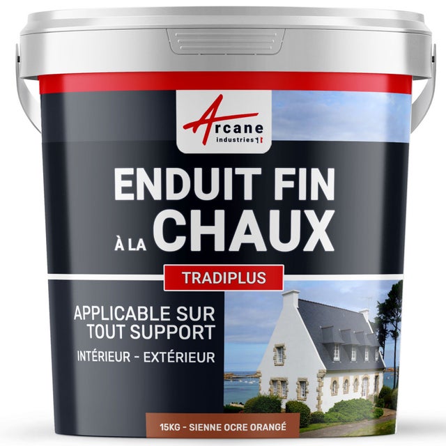 Enduit fin à la chaux - TRADIPLUS - 15 kg (jusqu'à 14 m²) Sienne - Ocre Orangé - ARCANE INDUSTRIES