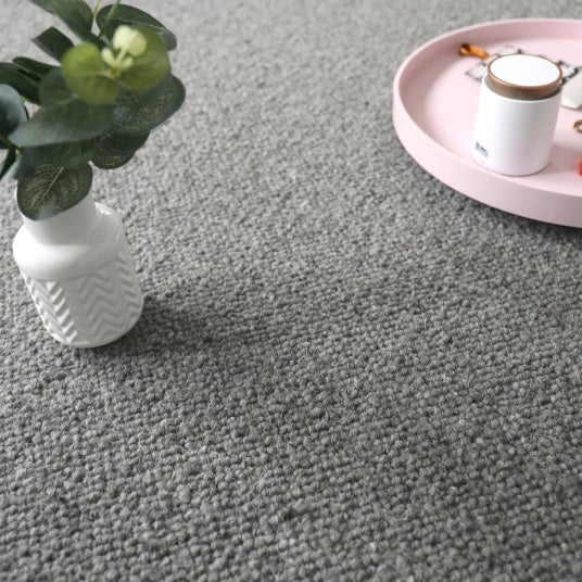 Moquette pure laine vierge bouclée - Latoon - Gris foncé - Rouleau de 4m x 1m - 4