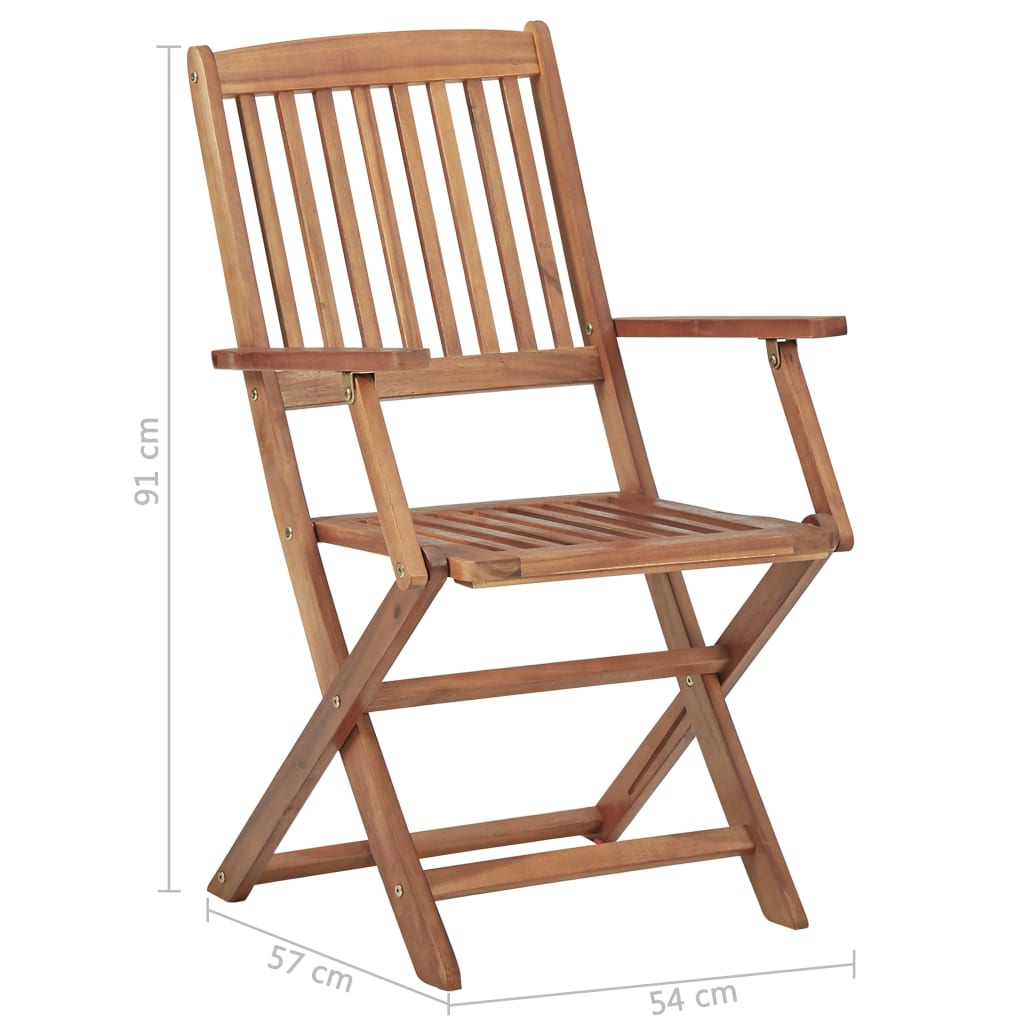 Chaises pliables de jardin lot de 2 avec coussins Bois d'acacia vidaXL - 3
