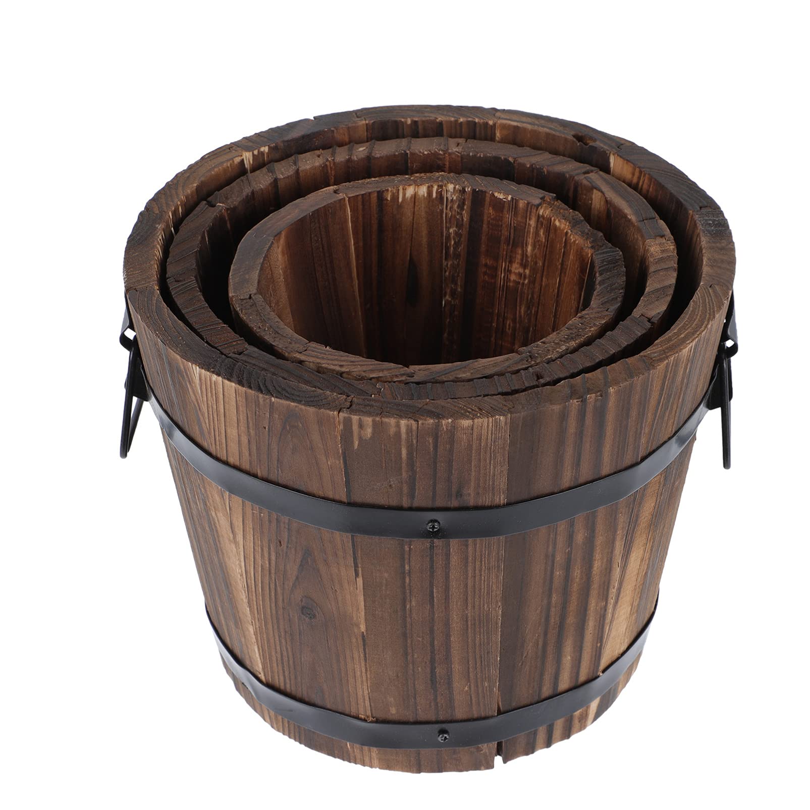 POT DE FLEUR,WHITE-L--Pot De Fleurs En Plastique Imitation Bois, Pot De