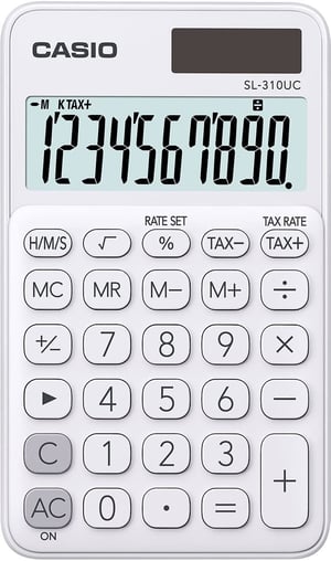 Casio SL-310UC-BK - Calcolatrice Tascabile Nera, Alimentazione Solare E A Batteria