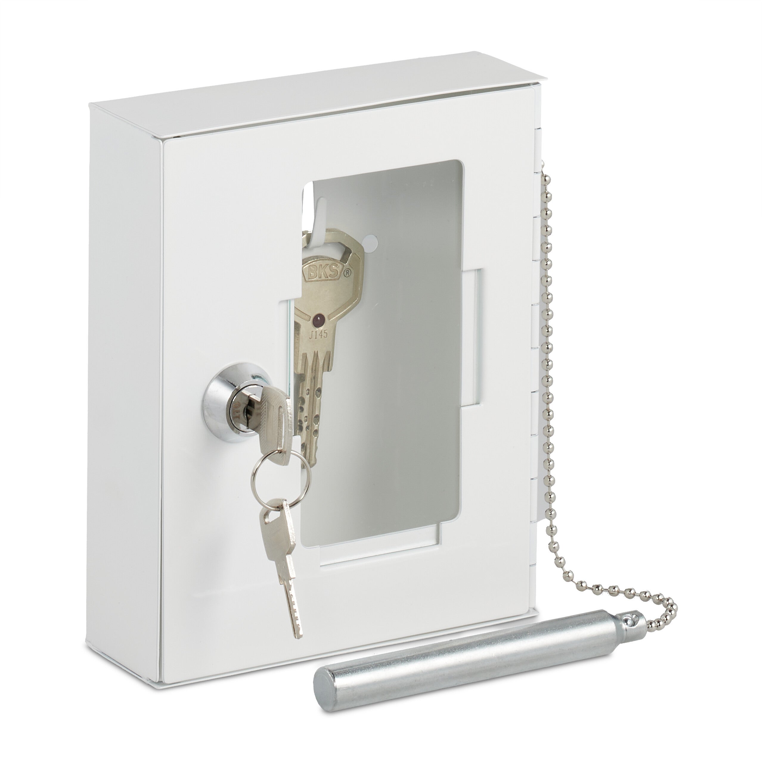 cajas de llaves de emergencia con cristal, martillo y llaves