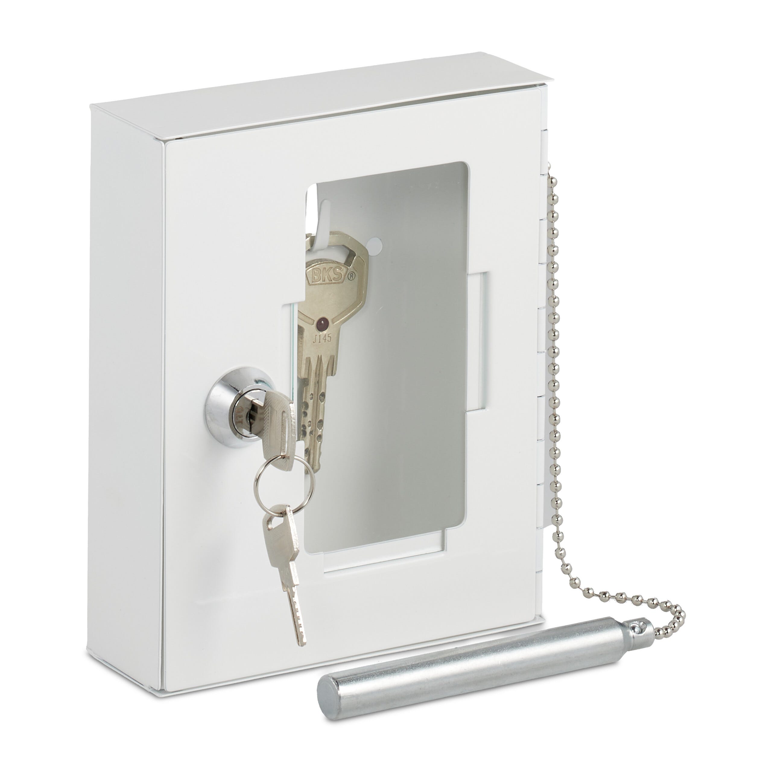 cajas de llaves de emergencia con cristal, martillo y llaves