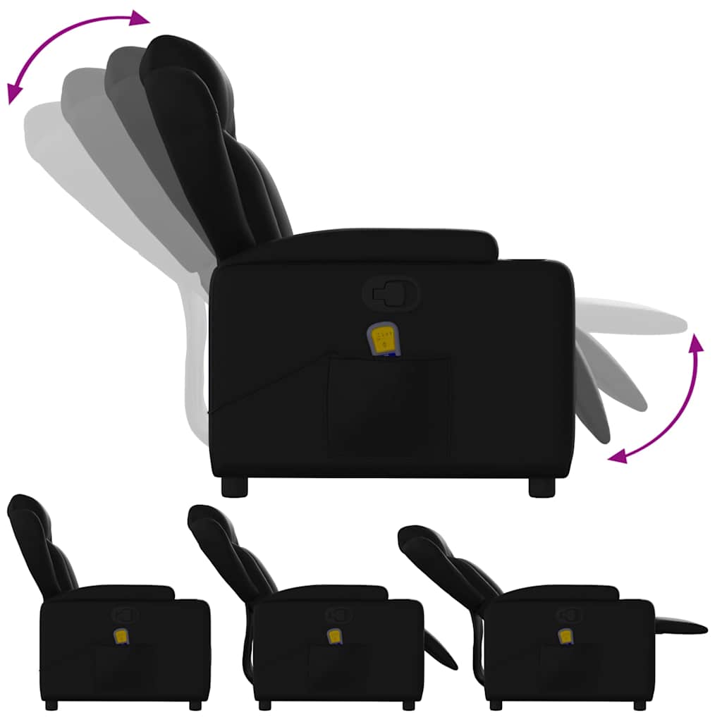 Fauteuil de Salon，Chaise，Fauteuil de massage inclinable noir similicuir - 5