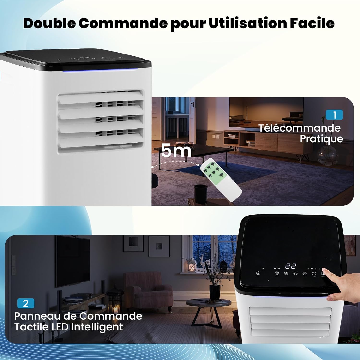Ar condicionado portátil de 9000 BTU com exaustor, ventilador e desumidificador 4 em 1, frigorífico e aquecedor - 3