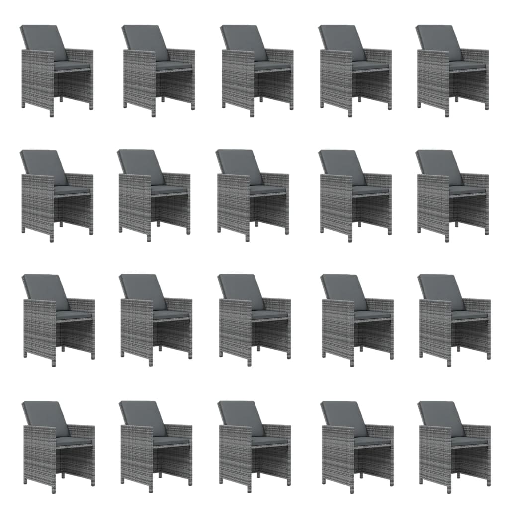 Set da pranzo per mobili da giardino cuscini per mobili da esterno 21 pezzi resina di vimini grigia 02_00 02_0014433 - 2