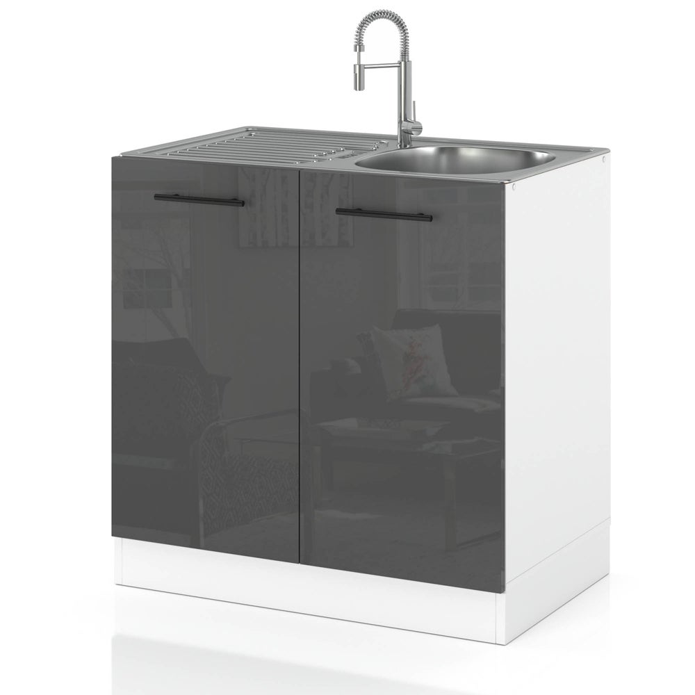 Szafka kuchenna modułowa stojąca pod zlewozmywak 80cm spremium szary połysk