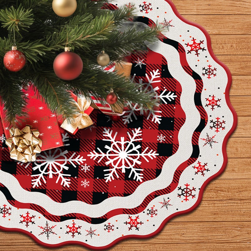 Jupe D'Arbre De Noël 122 Cm - Couverture De Sol Avec Motif Flocons Neige, Gris, Pour Cacher Support Et Décorer - 3