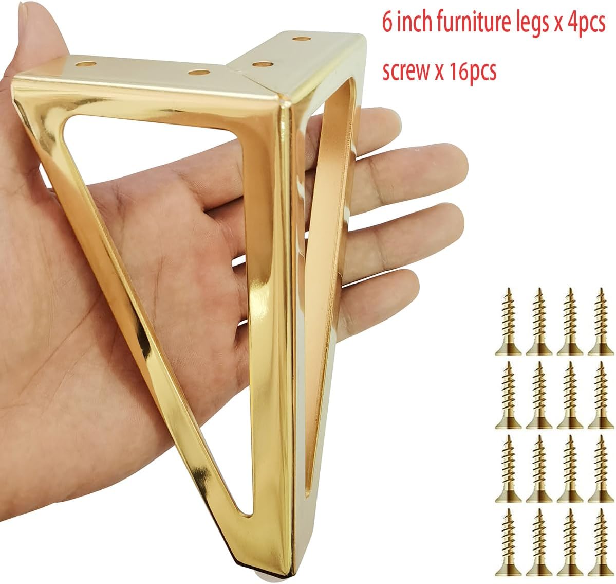 4-Pack Gold Furniture Sofa Legs – 25cm/9.8in Height, Iron Electroplated, 1000kg Load Capacity, With Screws