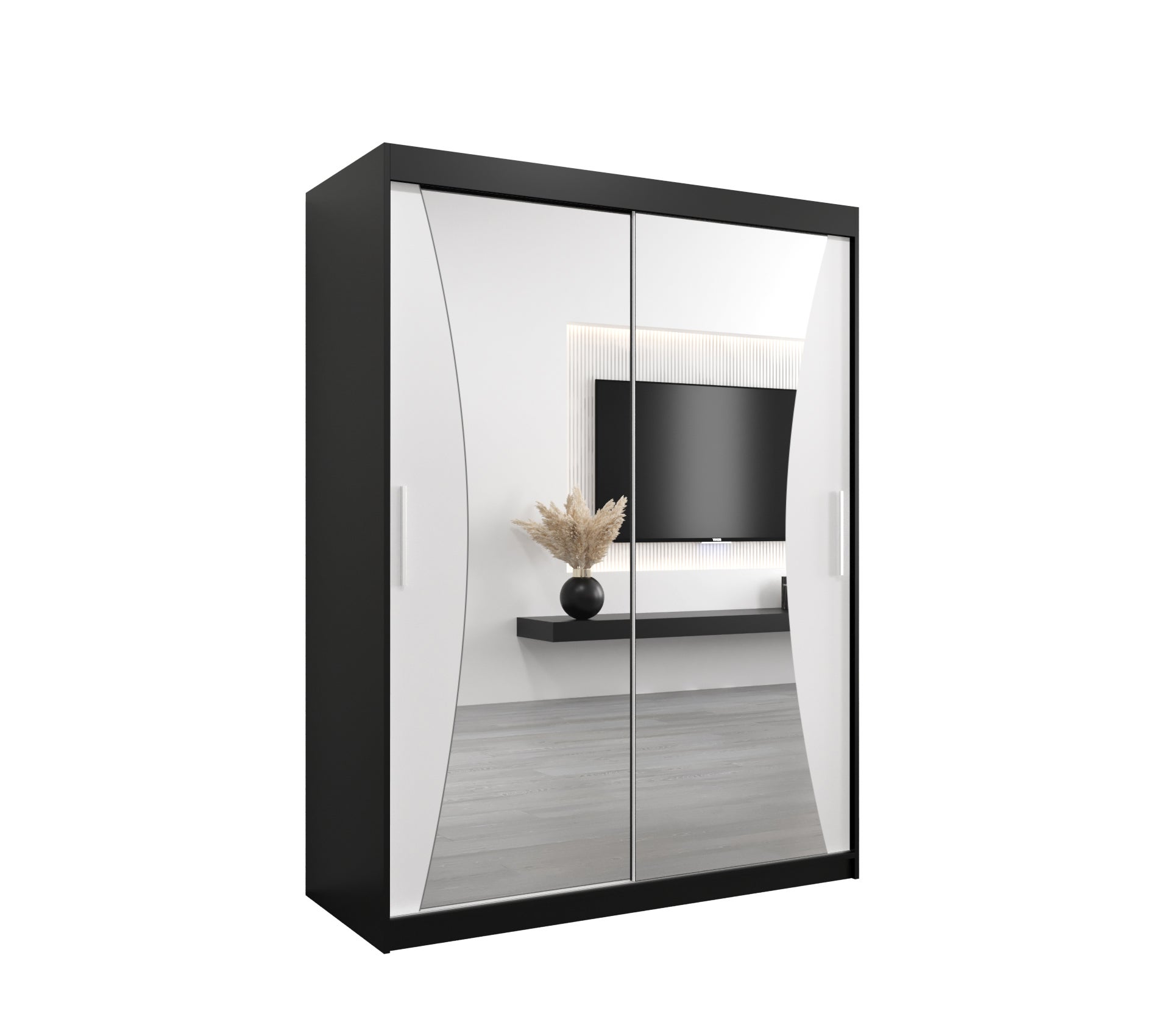 Szafa przesuwna garderoba MONACO 150 x 62 x 200 cm Czarny + Biały - Abiks Meble