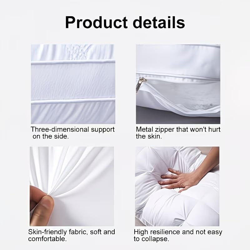 Oreiller de luxe pour hôtels, oreiller favorisant le sommeil, respirant et moelleux, offrant un soutien cervical, blanc (74*48cm) - 4