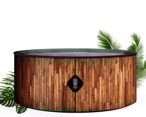 Spa Gonflable Bali Coco Spa effet bois Bain Exotique | Diamètre 180 cm| H 70 cm | 1100L | Moteur 2040 W | Jusqu'à 6 Personnes | Massage 140 Jets