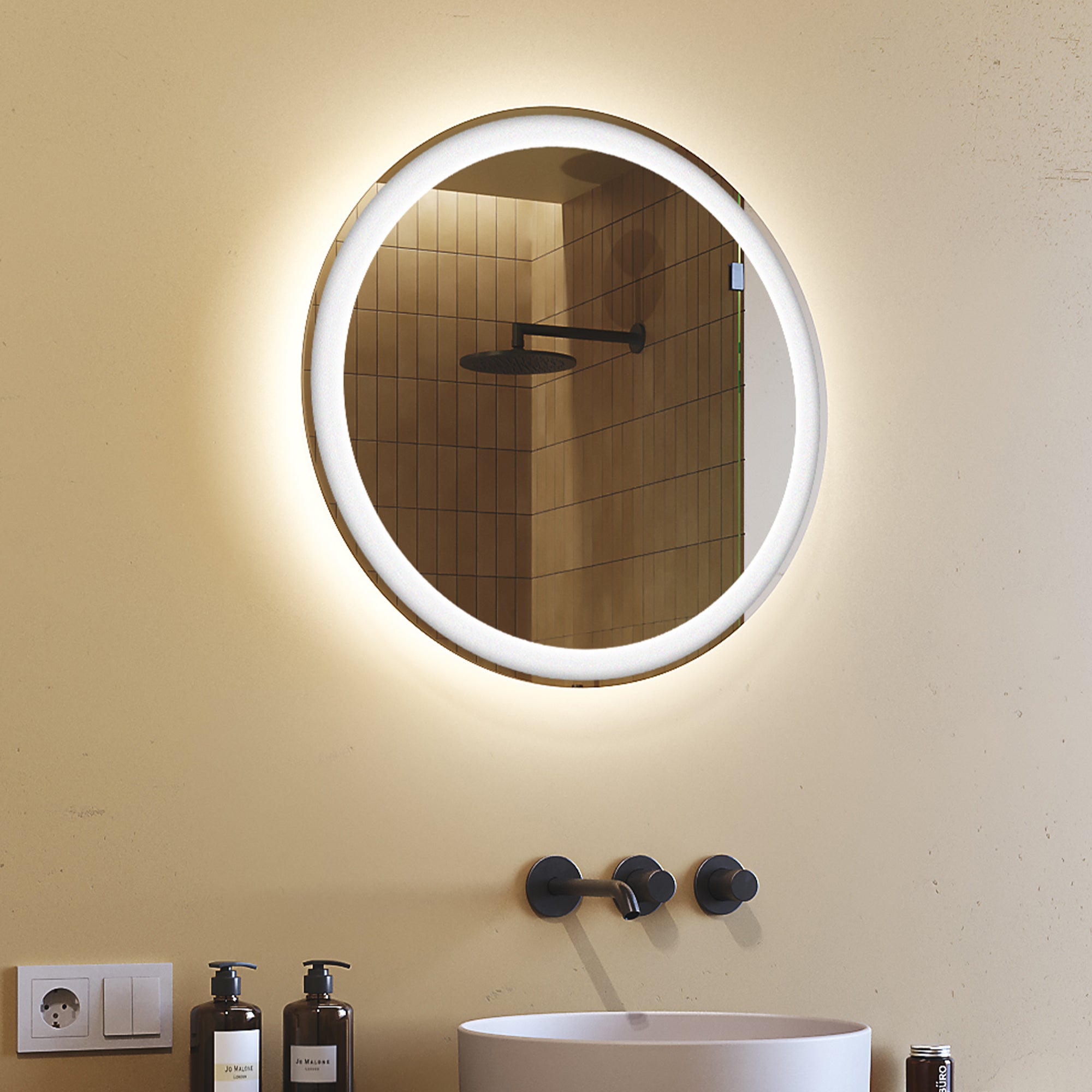Lustro z oświetleniem LED Łazienka | 60x60 cm | Lustro ścienne z oświetleniem | Chłodna biel 6500K