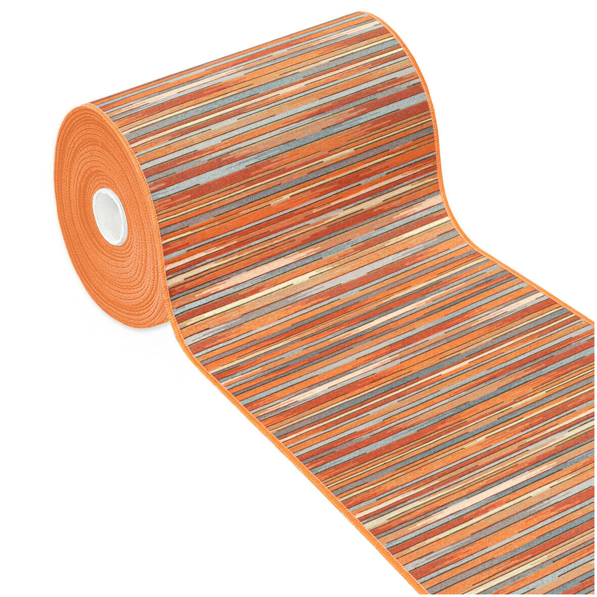 Alfombra de cocina 52x140 tejido plano gobelin tela corredor base antideslizante rayas efecto bambú naranja