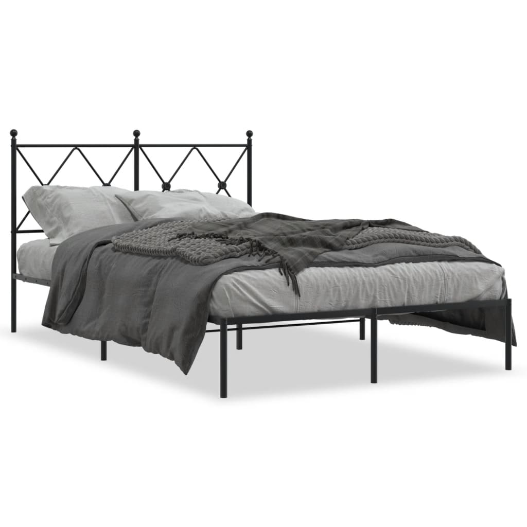 Cadre De Lit Métal 120x190 Cm – Noir Avec Tête De Lit – Neuf