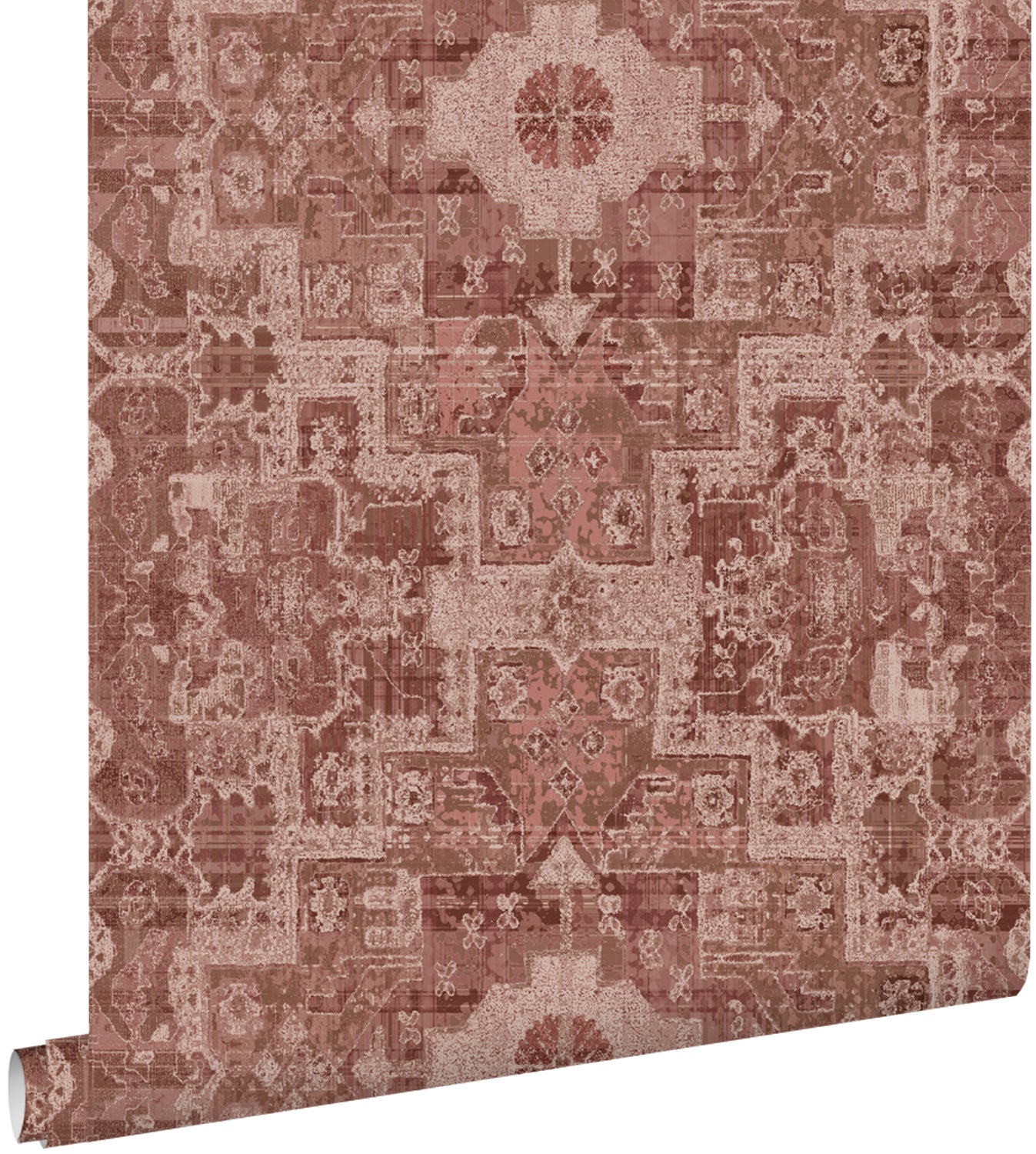 Tapeta orientalny dywan kilim ciemnoróżowej terakoty - 50 x 900 cm - ESTAHOME
