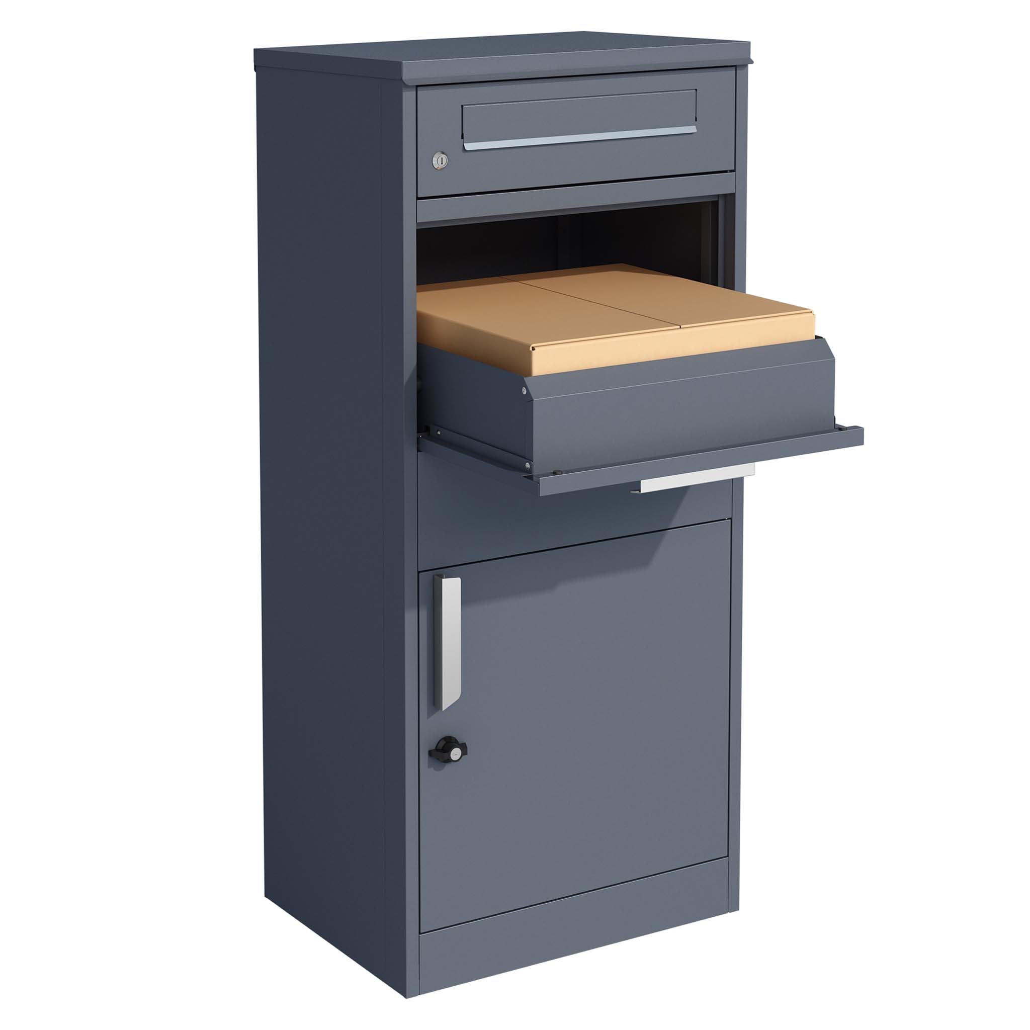 Boîte à colis verrouillable gris anthracite 500 x 370 x 1120 mm, Boîte aux lettres sur pied, pour colis max. 150 x 400 x 400 mm, Usage… Toboli - 9