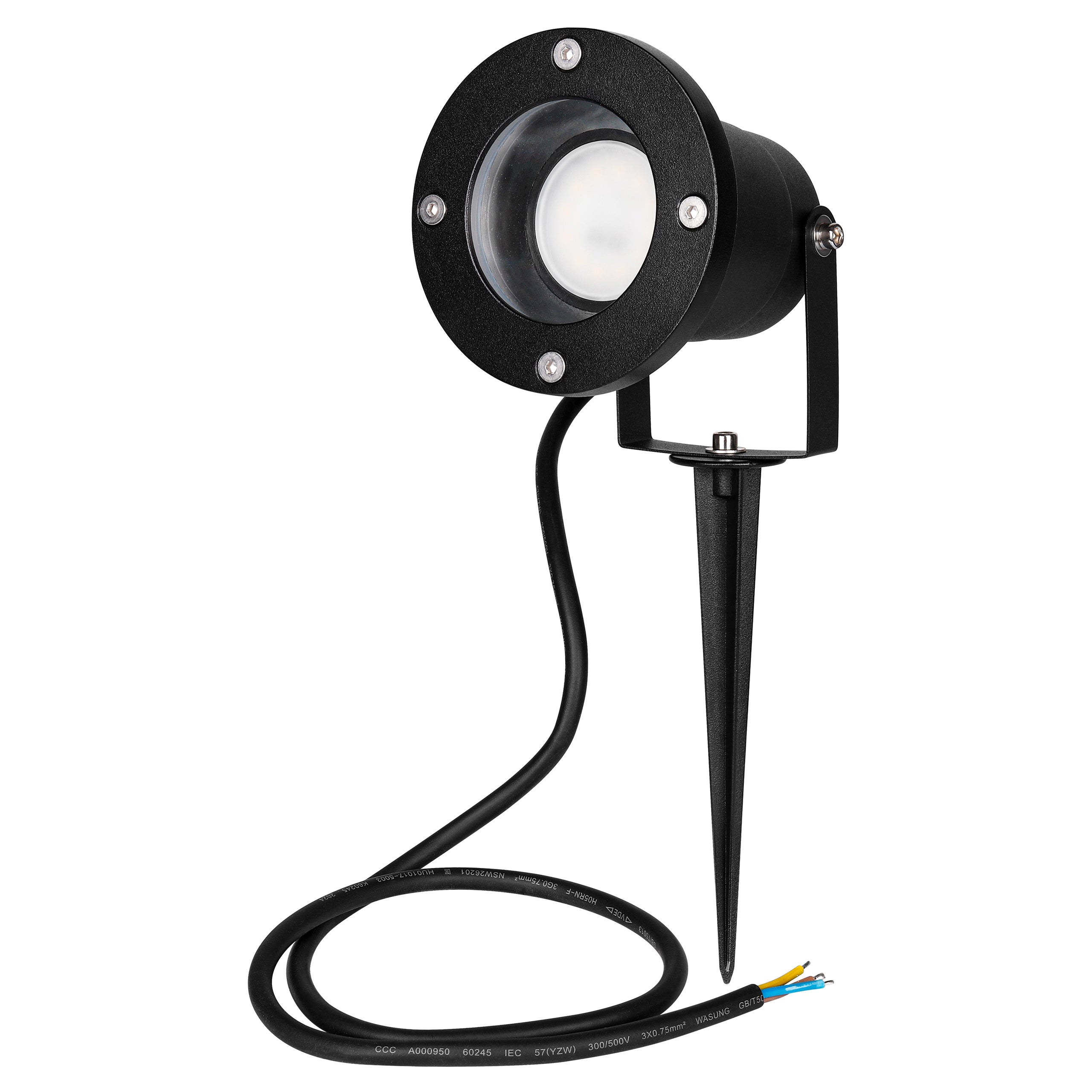 Reflektor ogrodowy wbijany GU10 LED IP65 IK08 lampa zewnętrzna z kablem czarna MasterLED