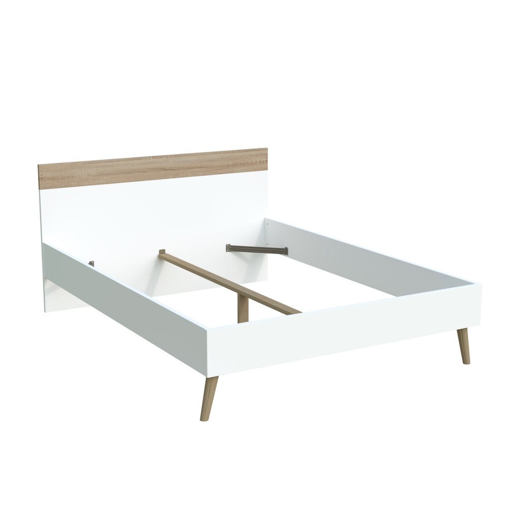 Lit 140x190 Alaric Blanc et Bois blanchi - 5