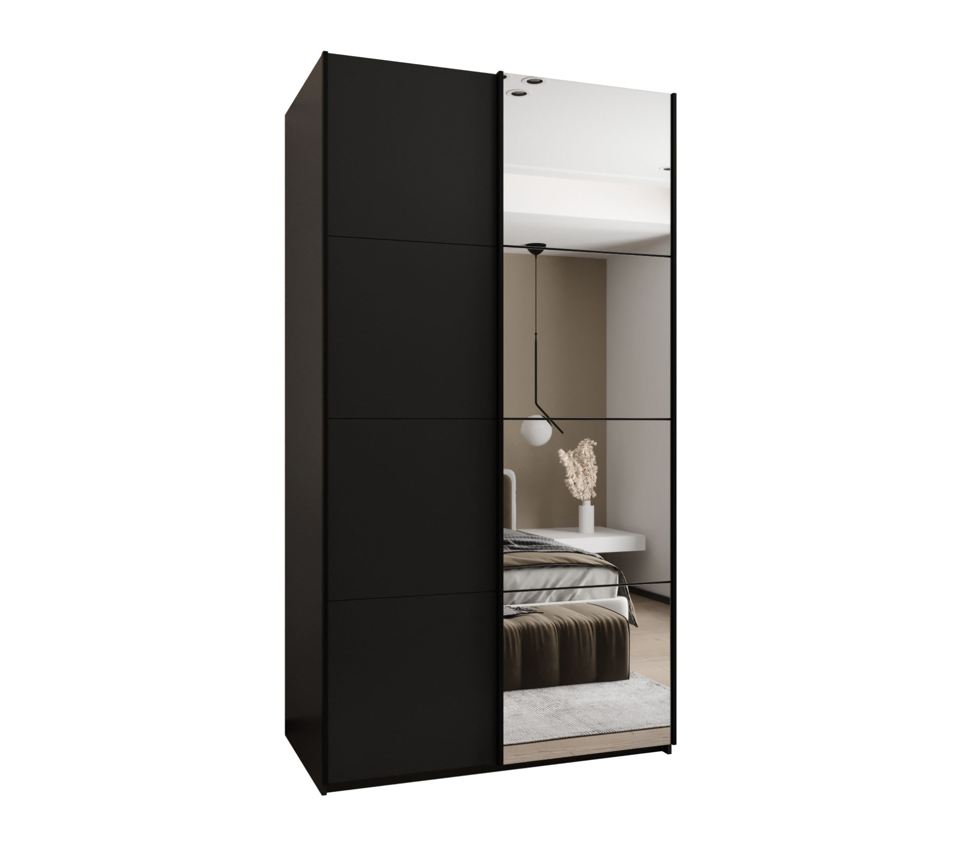 Szafa przesuwna wysoka Lux 3 130 x 64 x 245,5 cm czarny + czarny + u. czarny - Abiks Meble