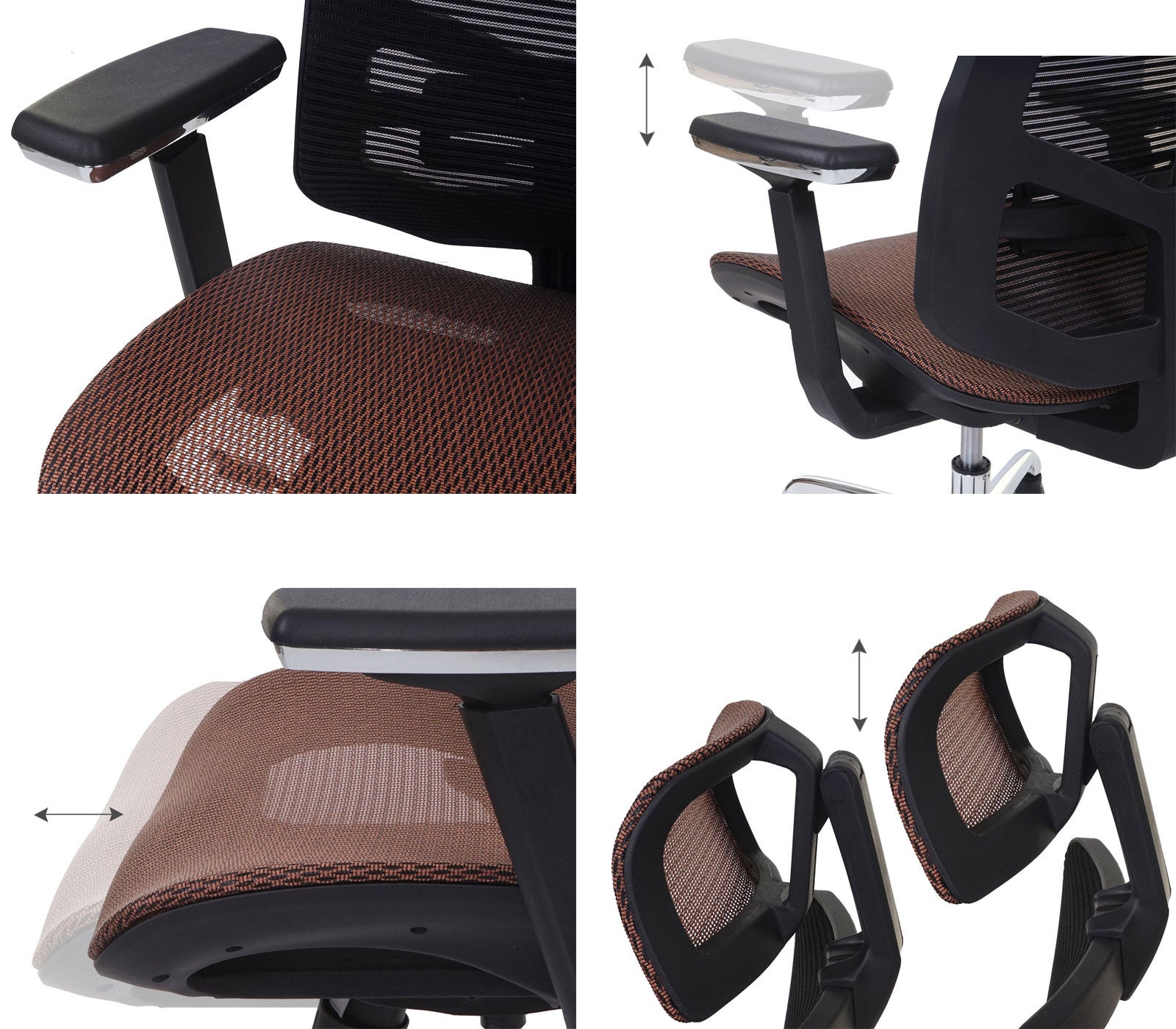 Chaise de bureau HWC-A58 chaise pivotante, fonction glisse, tissu ISO9001 ~ brun rouge/noir - 6