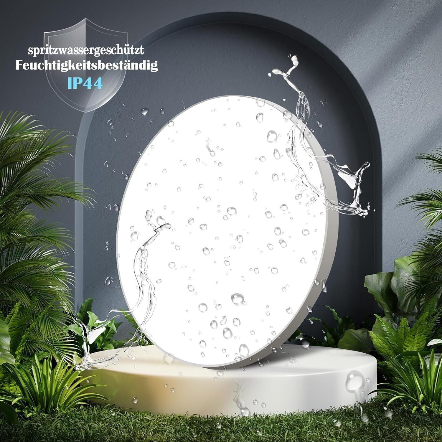 NETTLIFE Lámpara de Techo LED 28cm 30W Redonda IP44 Lámpara de Dormitorio Regulable para Sótano Lámpara de Pasillo de Baño con Control Remoto - 4