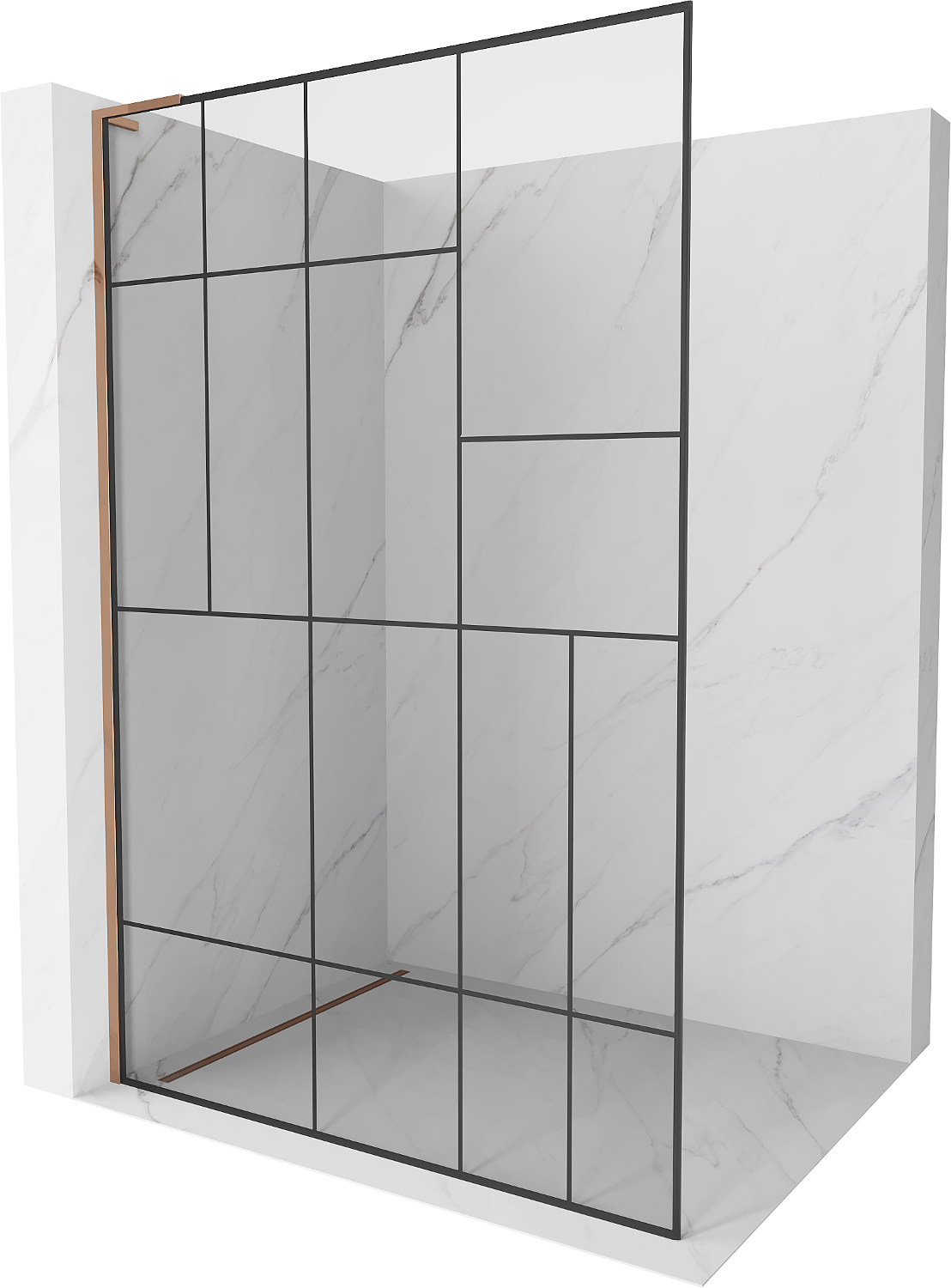Mexen Kioto L ścianka prysznicowa Walk-in 100 x 200 cm, czarny wzór, różowe złoto - 800-100-103-60-78