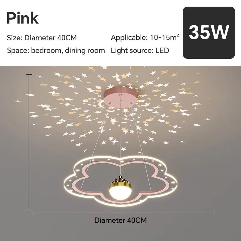 LOLLANDA Lustre pour chambre d'enfant, lustre en forme de fleur rose. Luminaire décoratif, blanc froid - 2