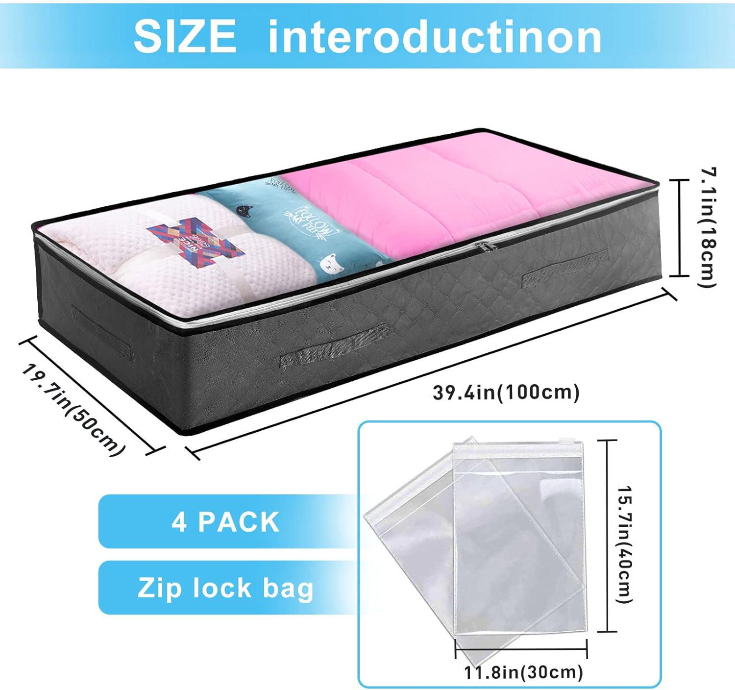 Scatole Portaoggetti Da 90L Sotto Il Letto (2 Pezzi) Con 3 Sacchetti Zip: Organizer Per Vestiti E Biancheria - 4
