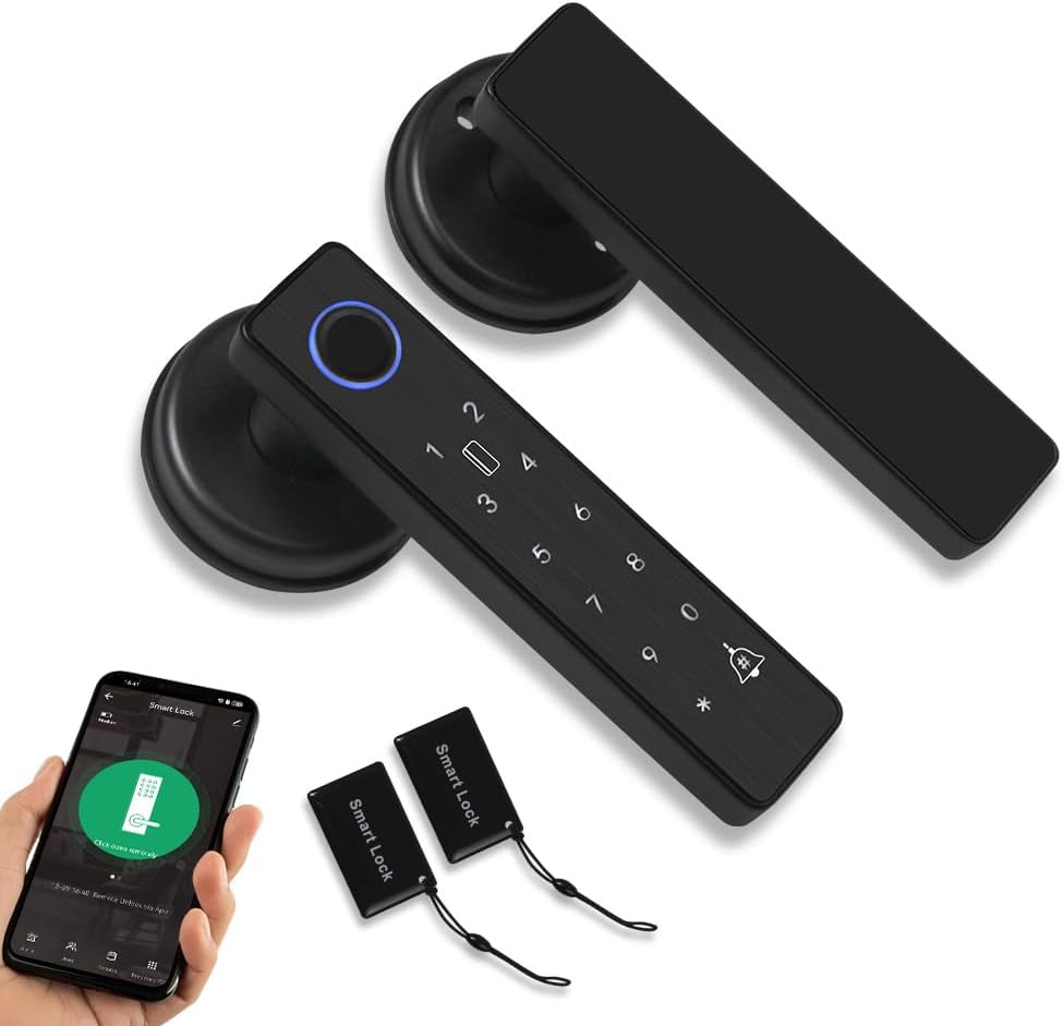 Serrure de Porte Intelligente Halo Touch - Finition Noire Mate Contemporaine + Accès Empreinte Digitale Serrure de Porte Intelligente Halo Touch - Finition Noire Mate Contemporaine + Accès Empreinte Digitale