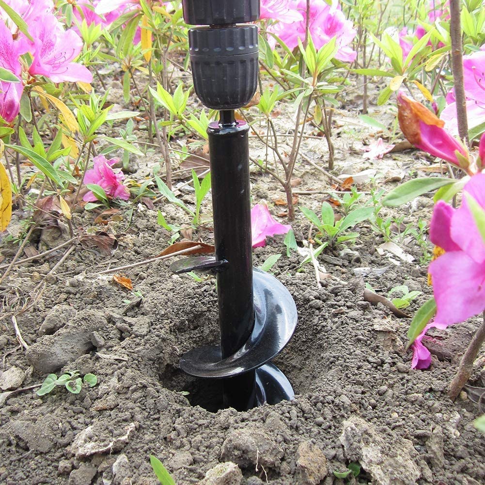 Lot de 2 tarières de jardin - Pour perceuse à main - Pour planter des plantes, cultiver, creuser des trous-8 x 30 cm et 4 x 22 cm - 4