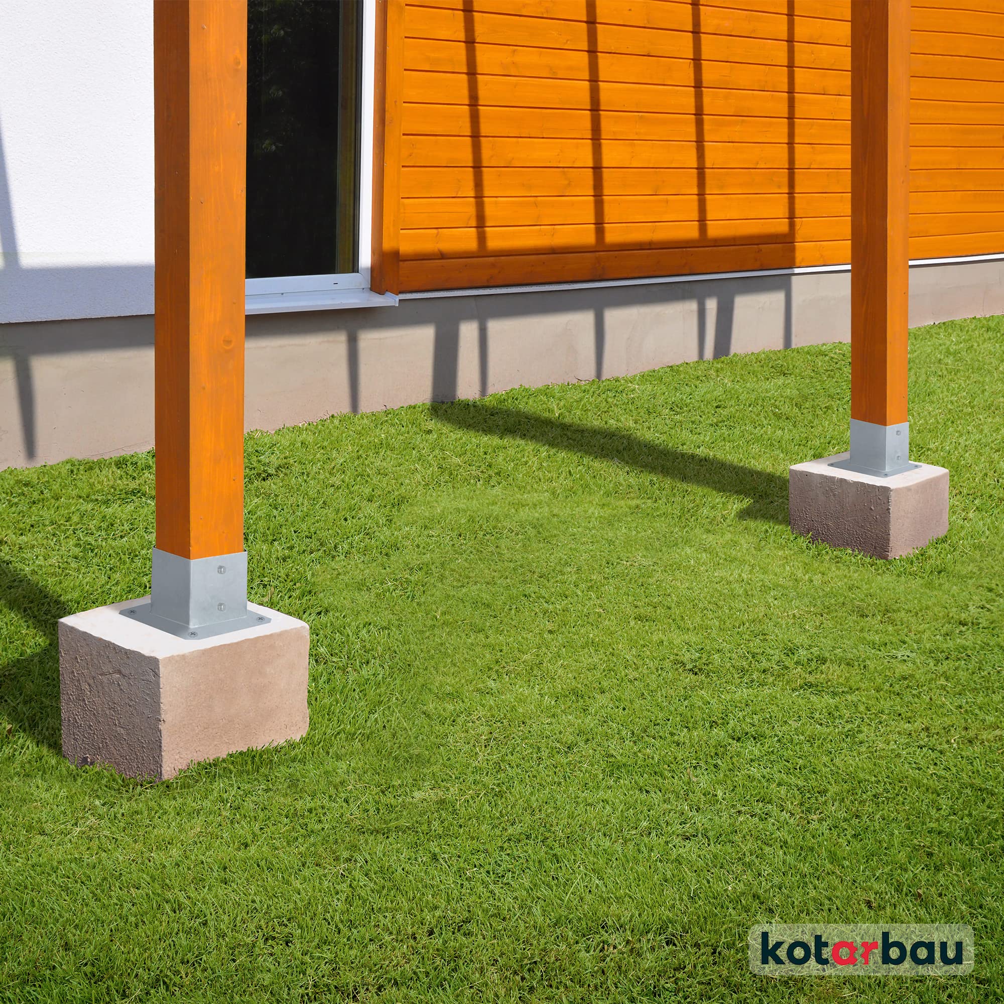 Support Poteau Bois - à Visser - Acier Galvanisé - 100 x 100 mm - Argent - Pied de Poteau - Fixation Robuste - Résistant à la Corrosion KOTARBAU - 2