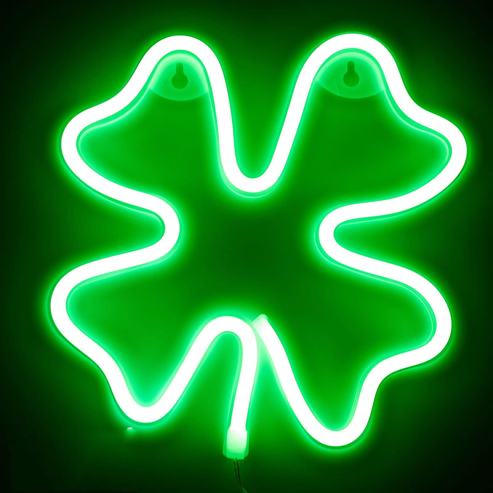 Luci al neon a forma di quadrifoglio da 2 pezzi per camera da letto, insegna luminosa Novità insegne al neon a LED per camera, decorazione da parete - 2
