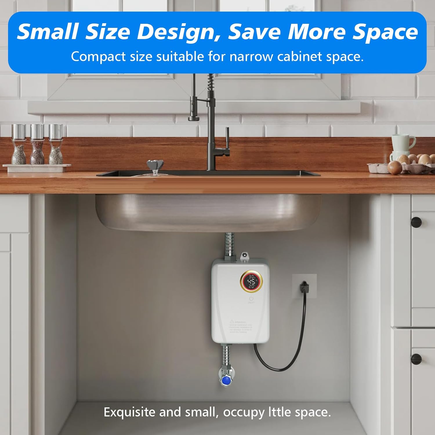 Chauffe-eau électrique instantané 220V 3500W avec affichage numérique, parfait pour les cuisines et les salles de bains. - 3