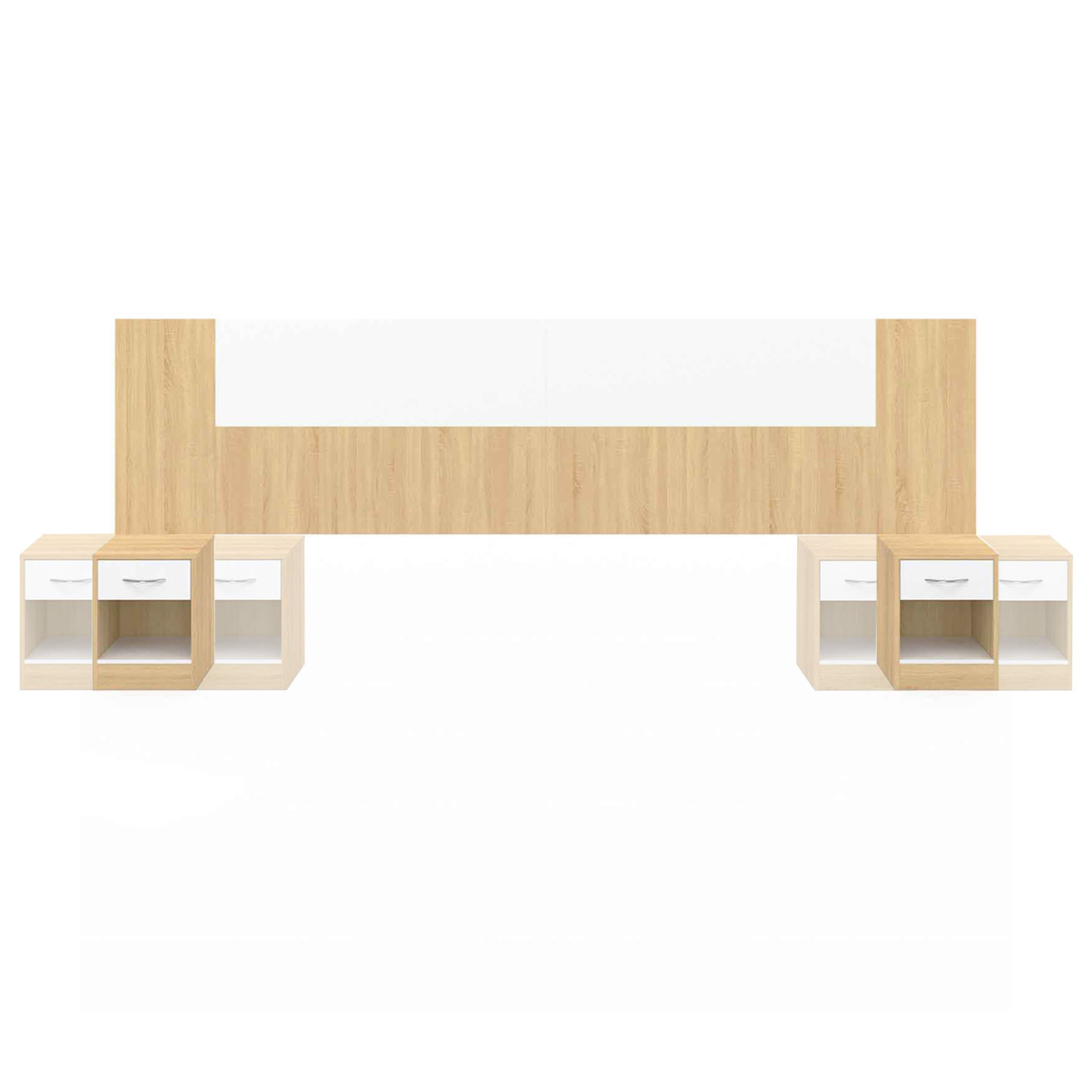 Tête de lit sur pied avec chevets modulables SAPA pour lit 140, 160 ou 180 cm bois et blanc - 3