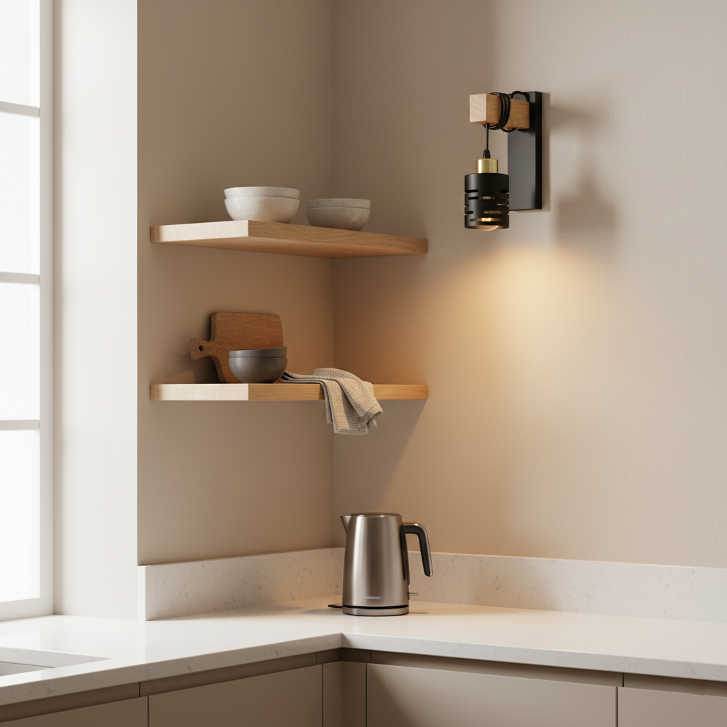 Kinkiet wiszący E27 LED Elen IP20 czarny złoto drewno lampa do domu MasterLED - 4