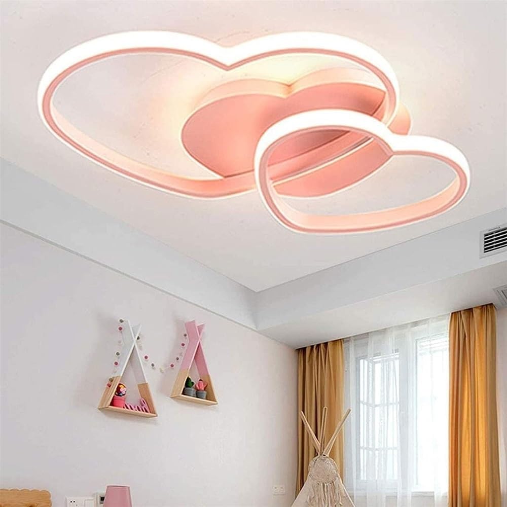 Plafonnier LED moderne en forme de cœur à intensité variable avec abat-jour en acrylique à intensité variable avec télécommande, plafonnier de pièce