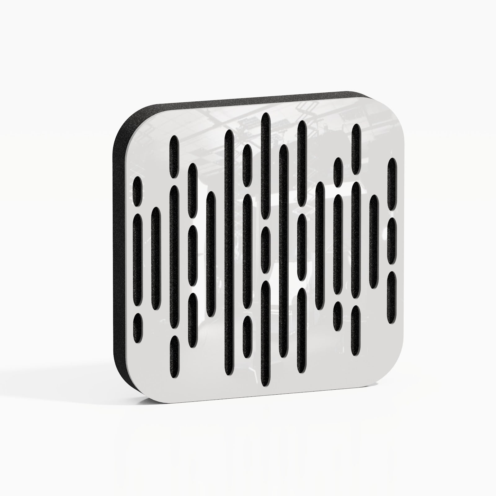 Lot de 8 Mini-Panneaux acoustiques insonorisants WAVE-D 23x23x3 cm - 0,42 m² surf.totale -Plastique perforé et mousse acoustique -Blanc brilliant - 2