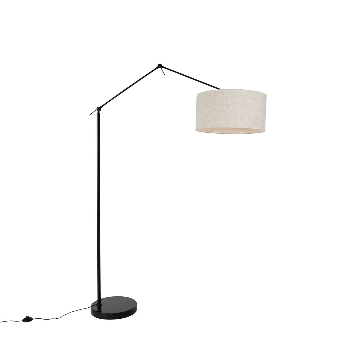 Lampa stojąca czarna z kloszem w jasnoszarym kolorze 50 cm regulowana - Editor